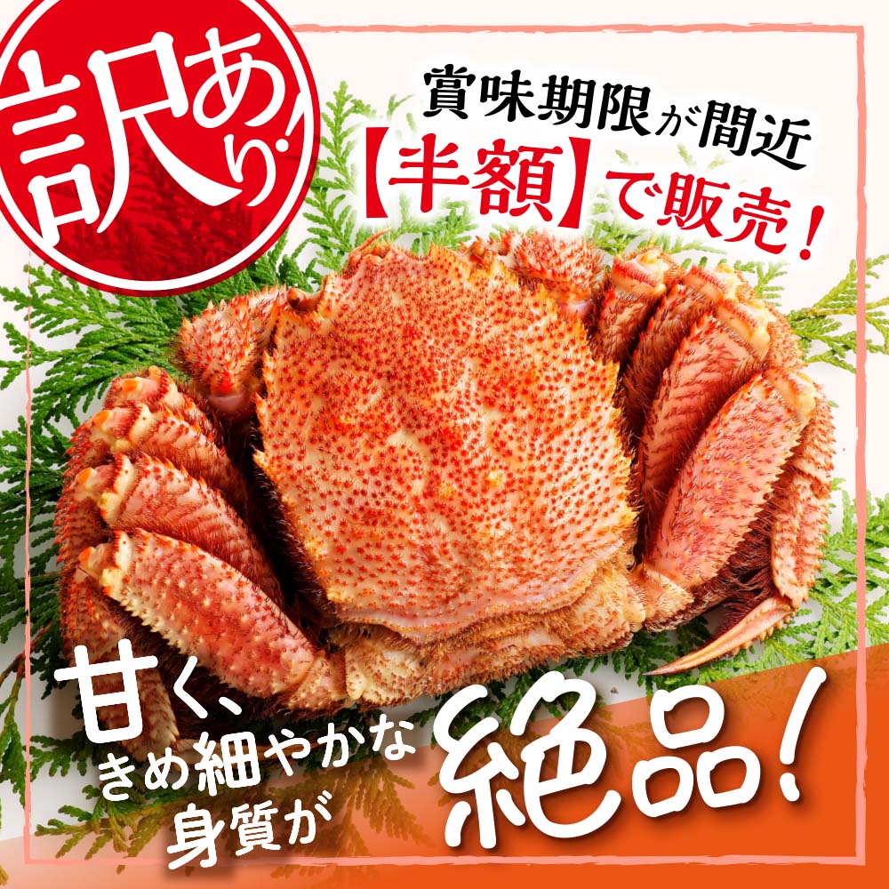 北海道オホーツク海産 毛ガニ（姿）約550g 賞味期限が間近！半額で販売！
