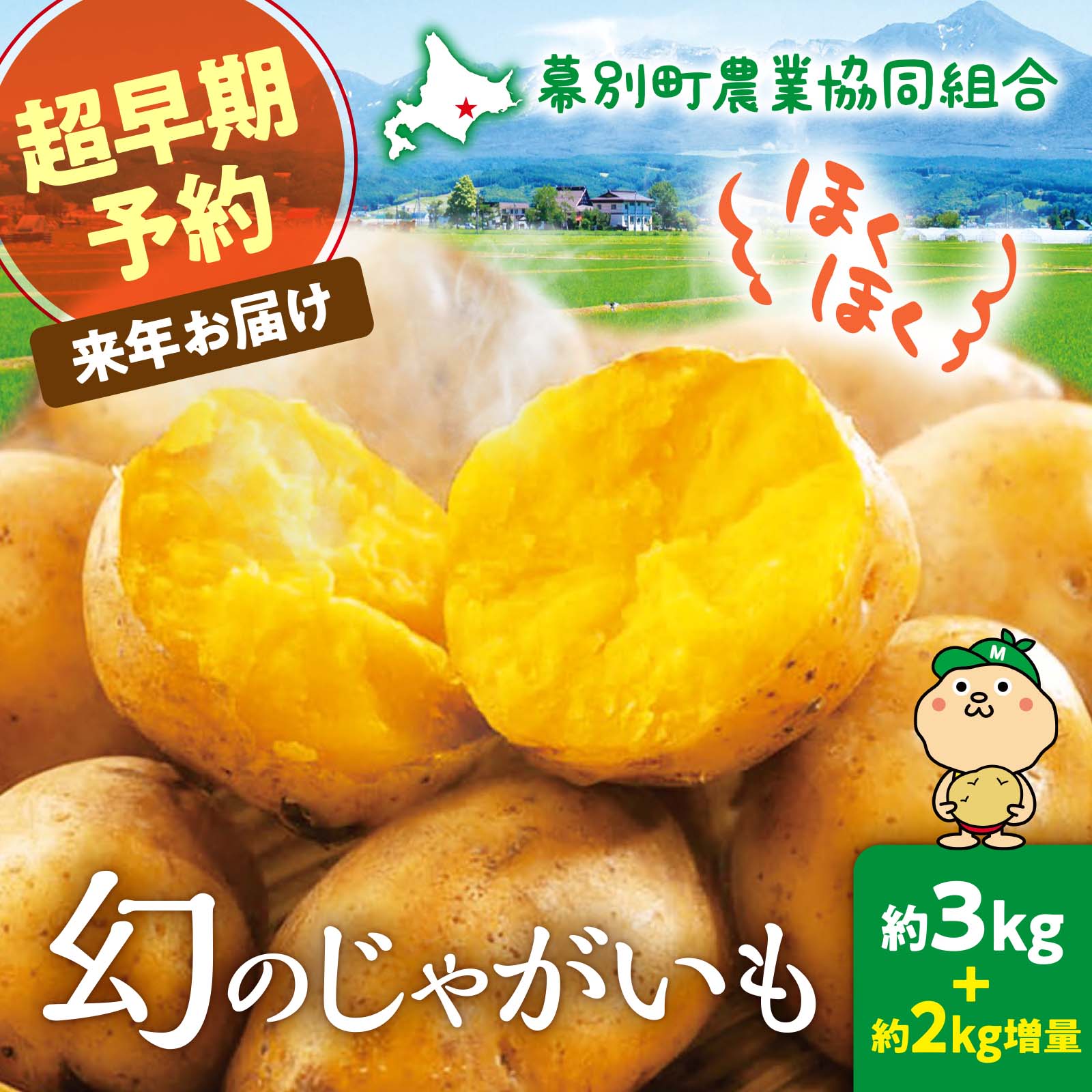 【超早期予約（来年お届け）】北海道幕別産 越冬インカのめざめ 約3kg（15~25個））