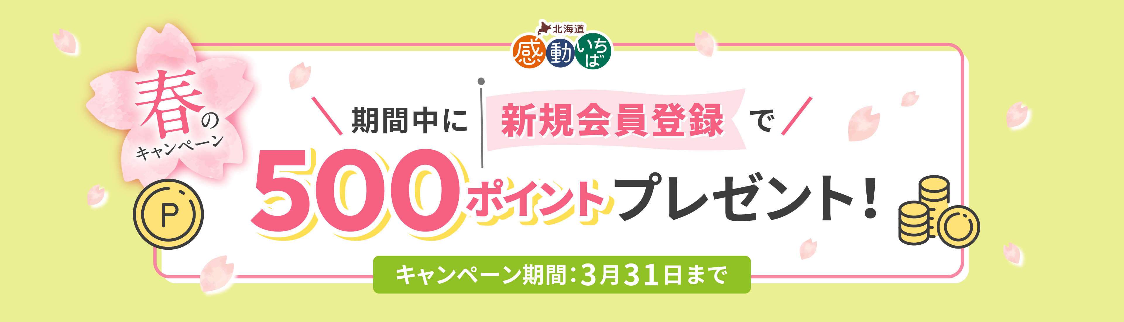 新規会員登録で、500ポイントプレゼント！