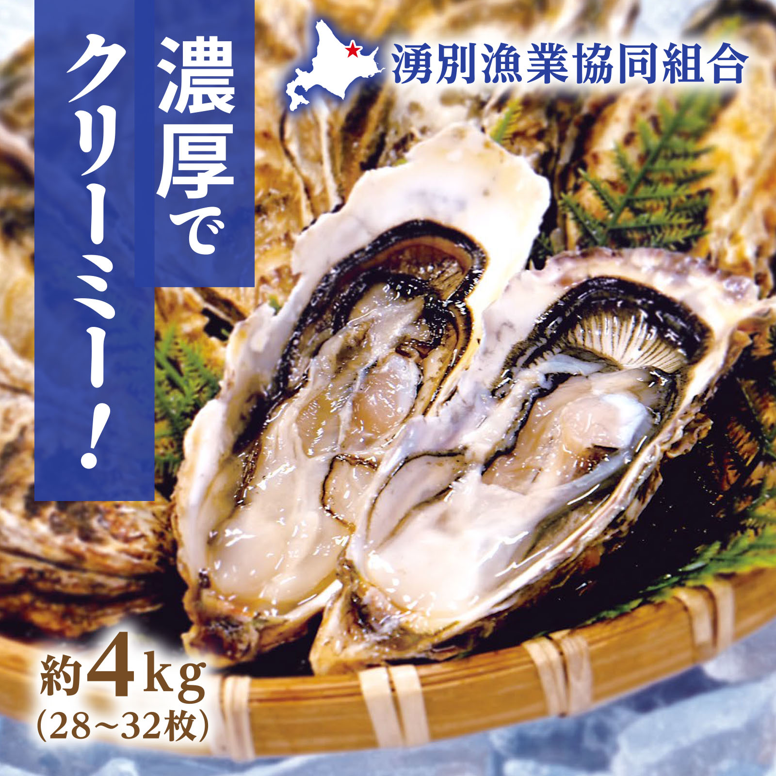 北海道湧別サロマ湖産 龍宮かき 約4kg（28~32枚）